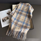 Vintage Plaid Winter Cashmere Feel Tassel Scarf_Cwasc03261