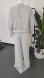 Zipper Cardigan Straight-Leg Sport Pants Set