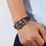 PERSONALIZED BEADED STAR LEATHER BRACELET_CWMM4455