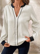 Pullover V-Neck Long Sleeve Color Texture Chiffon