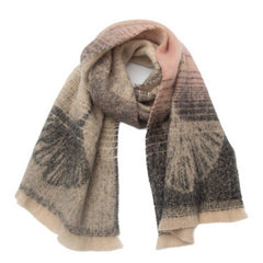 GINKGO JACQUARD SCARF LOOP YARN FRINGE WINTER_CWASC0864