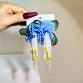 HANDMADE FLORAL TASSEL EARRINGS LONG STATEMENT_CWMM6171