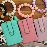 SILICONE BRACELET LEATHER WALLET TASSEL KEYCHAIN_CWAJE0659