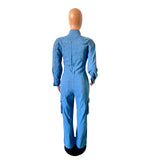 Stretch Organ Bag Wash Denim Romper