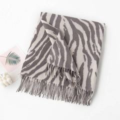 SILVER GREY SCARF REVERSIBLE WINTER SHAWL_CWASC0992