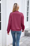 Solid-Color Round-Neck Zipper Loose Jacket