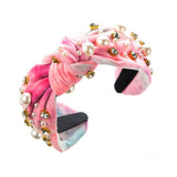 NEW TIE DYE FABRIC PEARL HEADBAND_CWAHA2122
