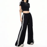 Sporty Wide-Leg Colorblock Relaxed Fit Pants
