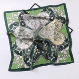 Vintage Letter Print Satin Square Scarf For Women_Cwasc0809