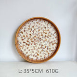 RATTAN FRUIT PLATE TEA ROOM SHELLBASKET ROUND PLATE_CWMM4495