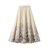 FLORAL PRINT TULLE PLEATED MIDI SKIRT_CWBMS0406