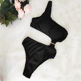 SOLID COLOR ONE SHOULDER SEXY ONE PIECE SWIMSUIT_CWMW0159