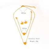 Womens Stainle Steel Heart Jewelry 3-Piece Set_Cwmm8880