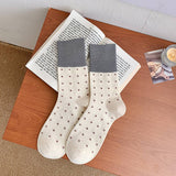 CONTRAST COLOR RETRO POLKA DOT SOCKS_CWMS0962