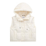 Solid-Color Simple And Casual Hooded Vest Jacket