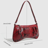 Wine Red Snake Print Mini Shoulder Bag For Women_Cwab5690