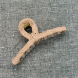 STYLISH SIMPLE PU LEATHER WRAPPED HAIR CLAW_CWAHA6376