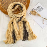 Cotton Linen Color Block Crinkle Scarf Shawl_Wj0414-03