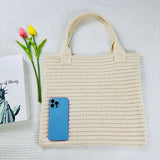 Cwab4574_Solid Color Large Capacity Knitted Shoulder Bag