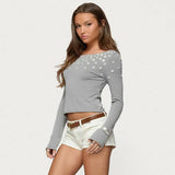 Solid-Color Round-Neck Button-Decorated T-Shirt