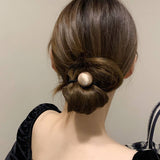 RETRO BRUSHED GOLD BALL MINIMALIST HAIR SCRUNCHIES_CWAHA2658