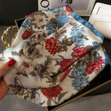 LOTUS PEONY PRINT SATIN SQUARE SCARF FOR SUMMER_CWASC1429