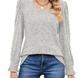 Womens Woolen Pit Strip Long Sleeve T-Shirt