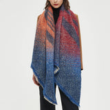 STRIPED FUZZY SHAWL THICK WINTER WRAP FOR WOMEN_CWASC0120