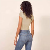 Sexy Round Neck Short Sleeved Bodycon Bodysuit_Cwtbls0313