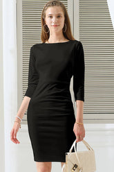 Women Solid Color Back Split Dress_Cwdmd788