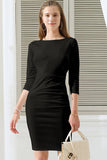 Women Solid Color Back Split Dress_Cwdmd788