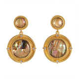 COLORFUL ABALONE EARRINGS WITH DIAMOND AND ZIRCON_CWMM4357