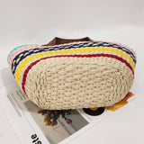LARGE CAPACITY CONTRAST STRIPED WOVEN BAG_CWAB1973