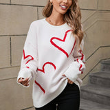 Valentines Day Color Contrast Heart Pullover Sweater