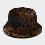 Women¡¯S Leopard Print Plush Bucket Hat Winter_Cwah04784