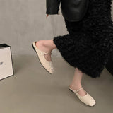 SILVER OPEN TOE SLIP ON FLAT SANDALS FOR WOMEN_CWSHF0064