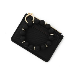 MINIMALIST PU WALLET WITH BEAD BRACELET KEYCHAIN_CWAB4957