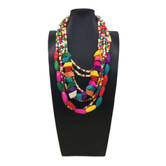 BOHEMIAN MULTI LAYER COLORFUL WOODEN BEAD NECKLACE_CWMM4909