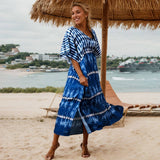 RAYON TIE DYE BEACH KIMONO BIKINI COVER UP_CWMM6155