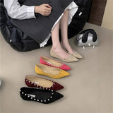 Wedge Pointed Studded Apricot Loafers