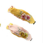 HANDCRAFTED EMBROIDERED TWO TONE ROSE HEADBAND_CWMM6114