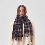 NORDIC PLAID WOOL SCARF WARM WINTER COUPLE WRAP_CWASC2357