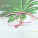 PINK FOUR LEAF CLOVER LOVE WOVEN BRACELET_CWAJE0732