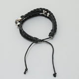 SIMPLE ALLOY FEATHER BEADED LEATHER BRACELET_CWMM4520
