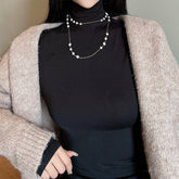 Womens High-End Splicing Long Pearl Necklace