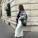 QUILTED JACKET WITH FLORAL PRINT LAPEL_CWOJA1565