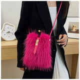 FAUX FUR PLUSH PHONE BAG CROSSBODY SHOULDER_YMC51 023A