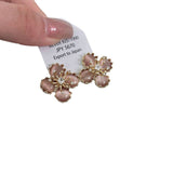 CATS EYE STONE FLOWER EARRINGS_CWAJE1284