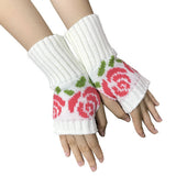 SHORT ROSE KNITTED HALF FINGER GLOVES_CWMM1674