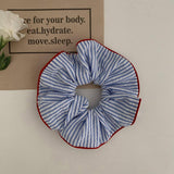 NAVY BLUE STRIPED HIGH ELASTIC HAIR SCRUNCHIES_CWAHA2271